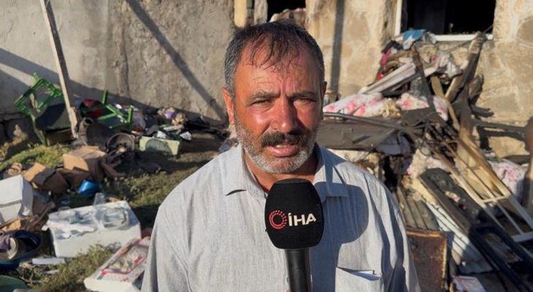 Yangında zarar gören evin görüntüsü