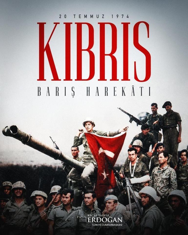 Cumhurbaşkanı Erdoğan Kıbrıs Barış Harekâtı'nın 52. yıl dönümü mesajı