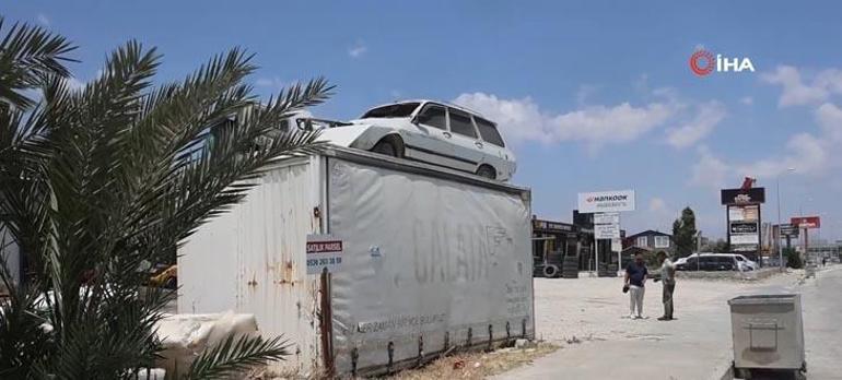 Emrah Çakan emanet Toros otomobili korumak için konteynere koydu