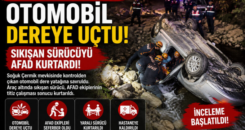 Sivas’ta Otomobil Dere Yatağına Uçtu! Araç Altında Kalan Sürücü AFAD Tarafından Kurtarıldı