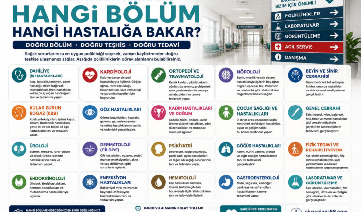 Poliklinikler Rehberi | Hangi Bölüm Hangi Hastalığa Bakar? Sivas Sağlık Rehberi