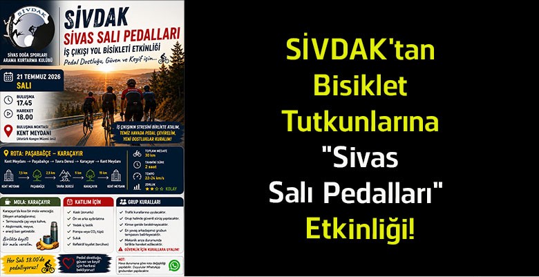 SİVDAK’tan “Sivas Salı Pedalları” Etkinliği! Bisiklet Tutkunları İlk Sürüşte Buluşuyor